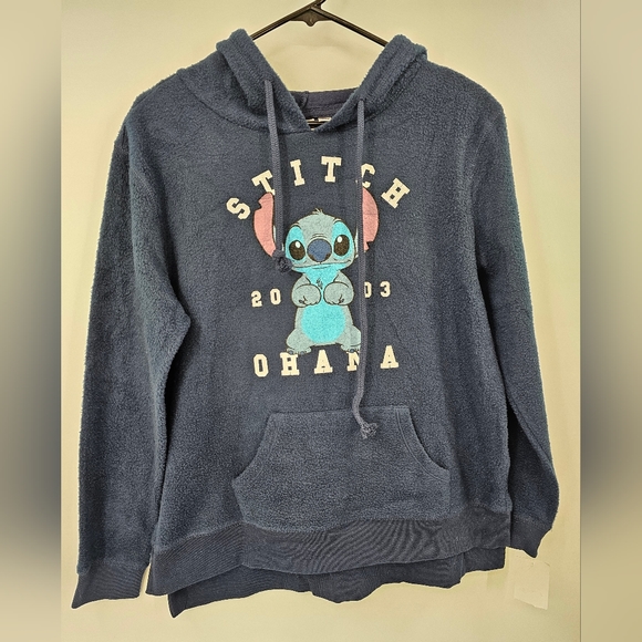 Disney Stich Blue Fuzzy Sweatshirt NWT Size Large - Picture 7 of 7